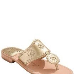 Jack Rogers Jacks flat sandals in gold metallic leather 9W